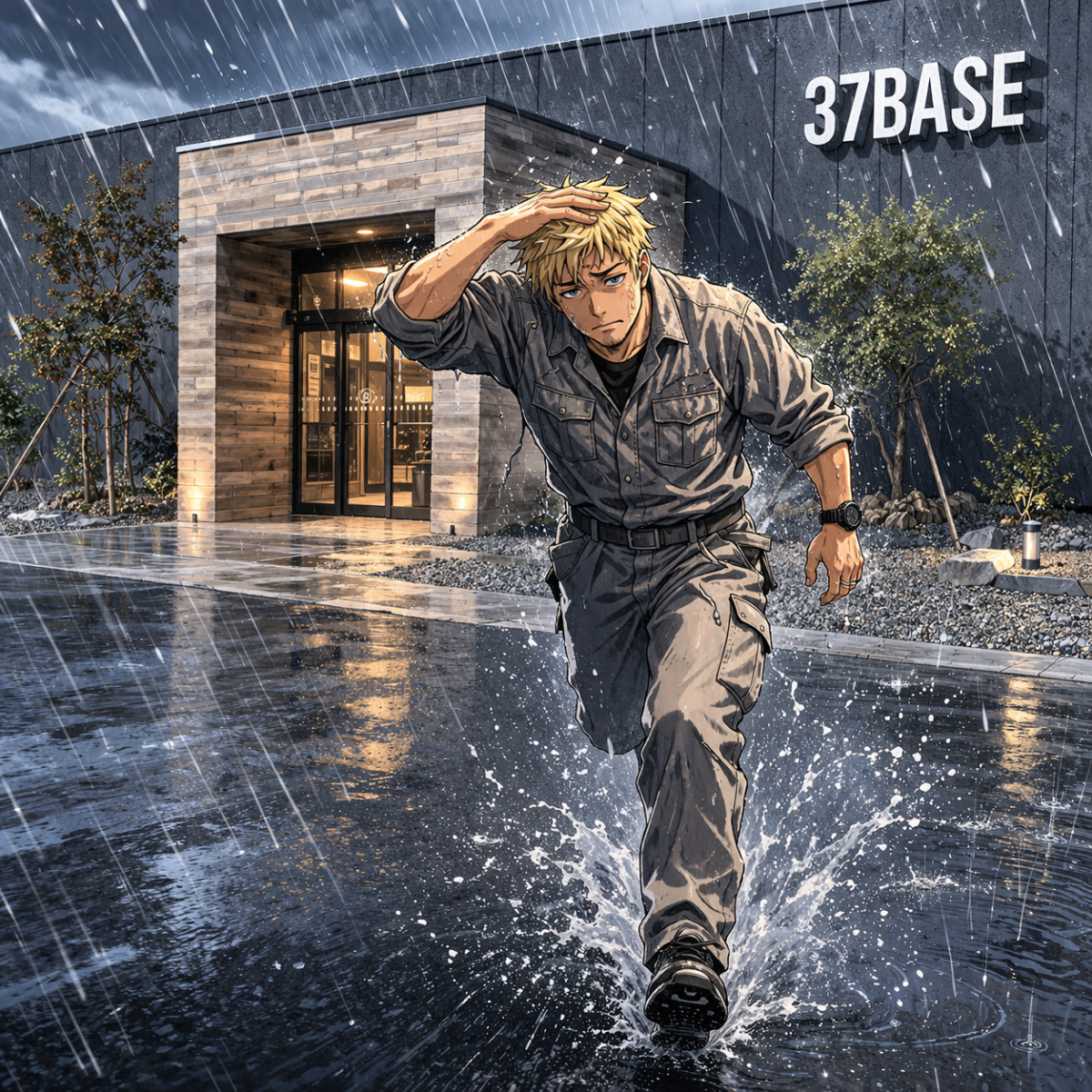 雨に降られました