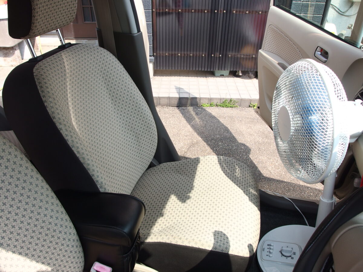 ドア全開放&扇風機