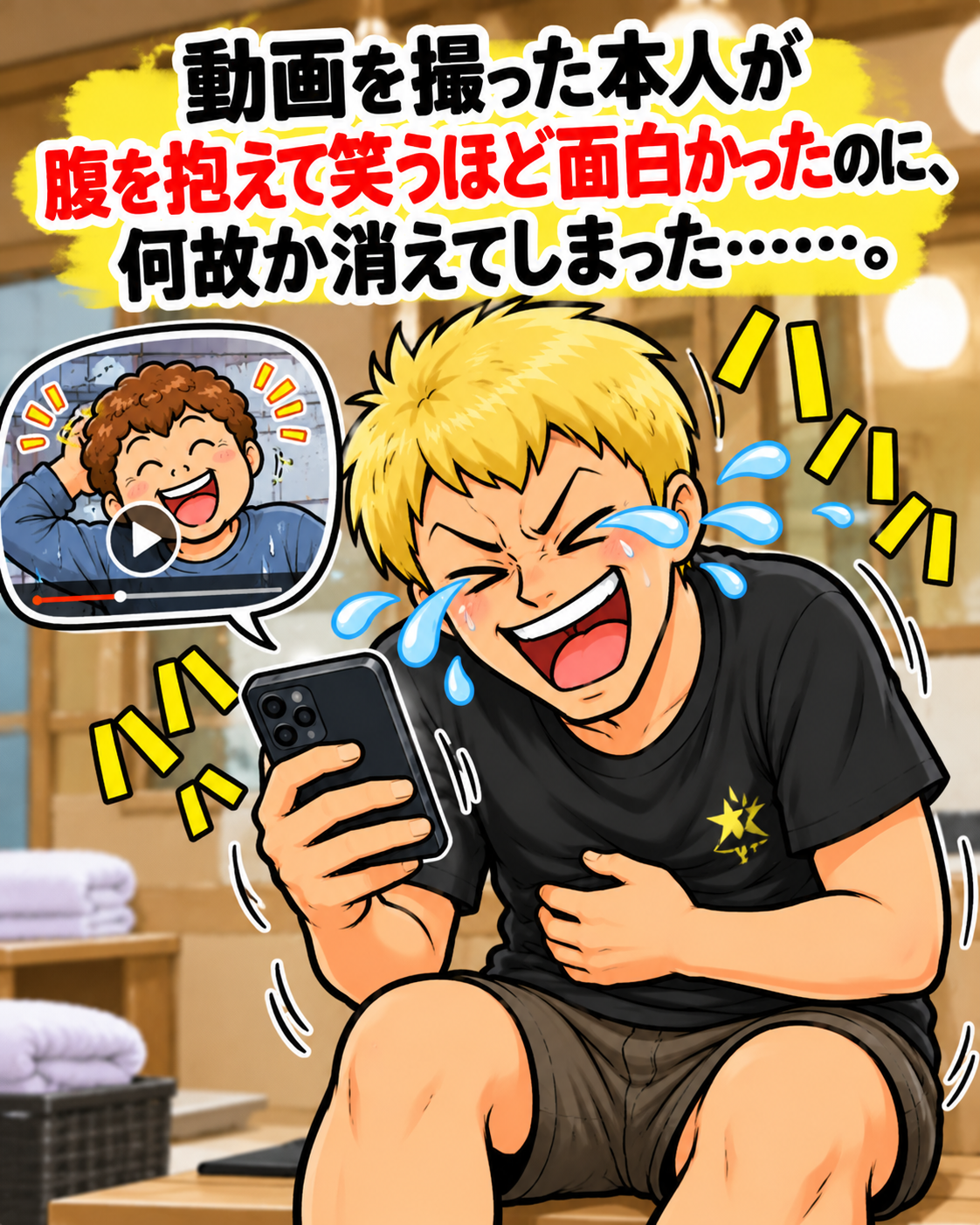 動画を撮った本人が腹を抱えて笑うほど面白かったのに、何故か消えてしまった……。