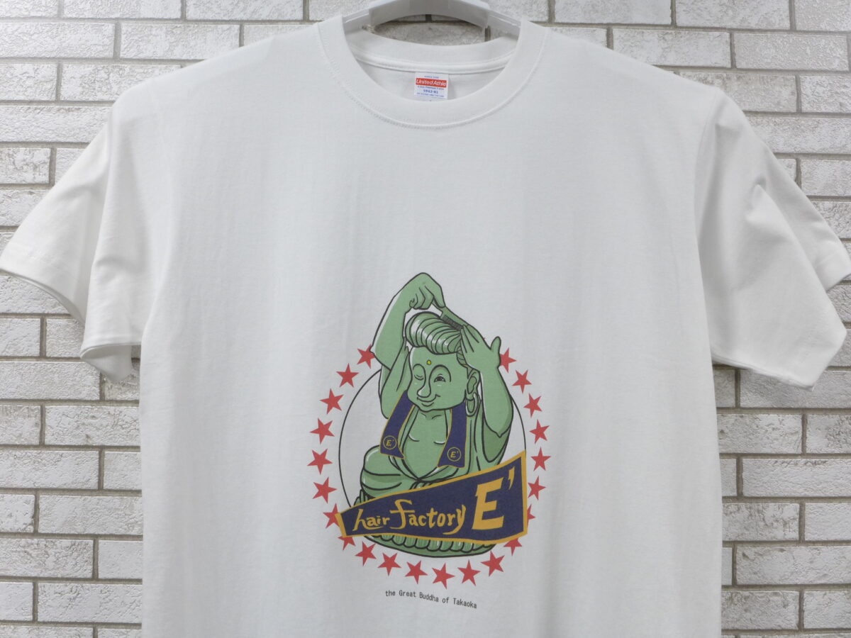 リーゼント大仏★白半袖Tシャツ （高岡大仏？）